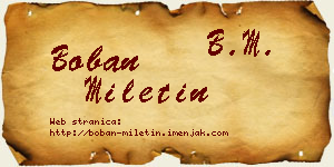 Boban Miletin vizit kartica